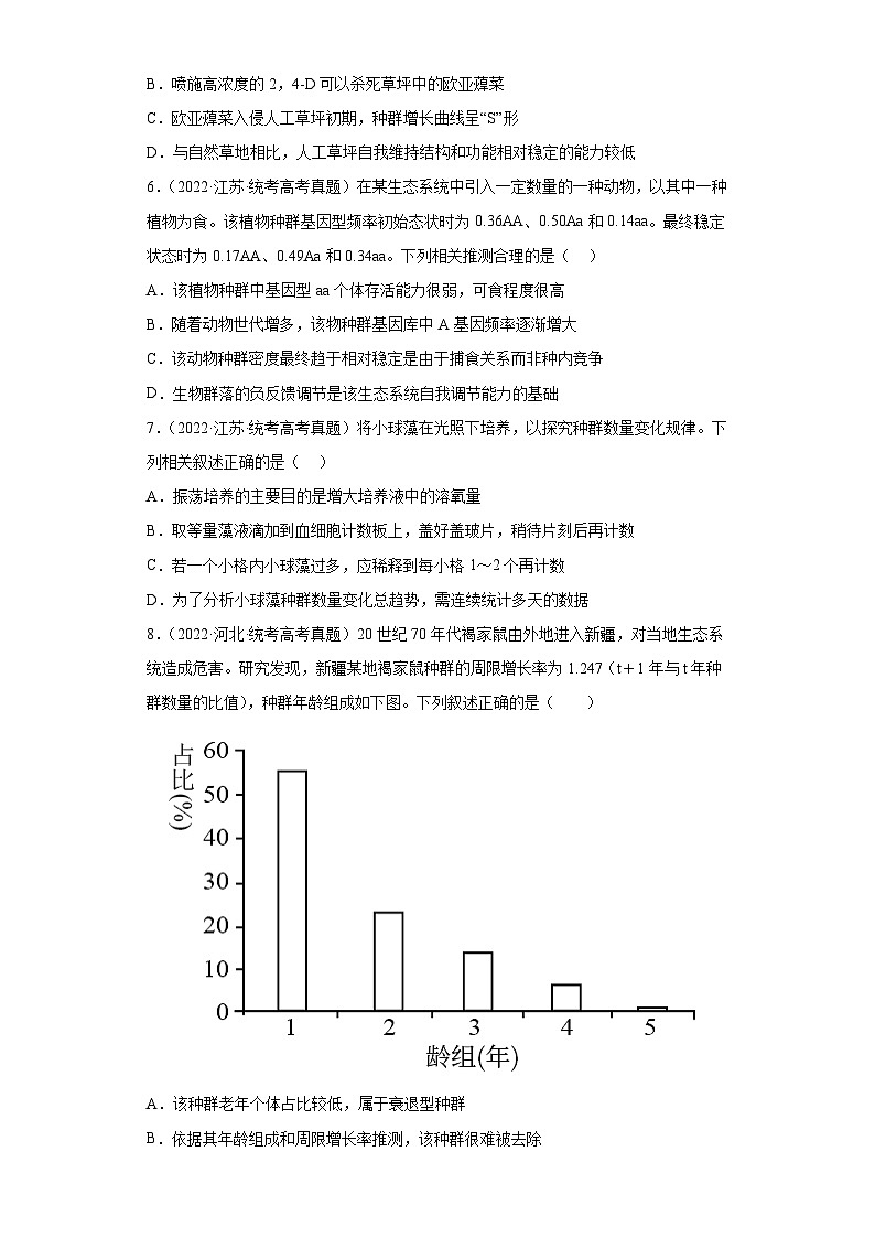 2019-2023年高考生物学分类汇编——专题16种群和群落（原卷版）第3页