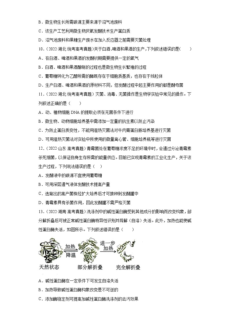 2019-2023年高考生物学分类汇编——专题19发酵工程（原卷版）第3页