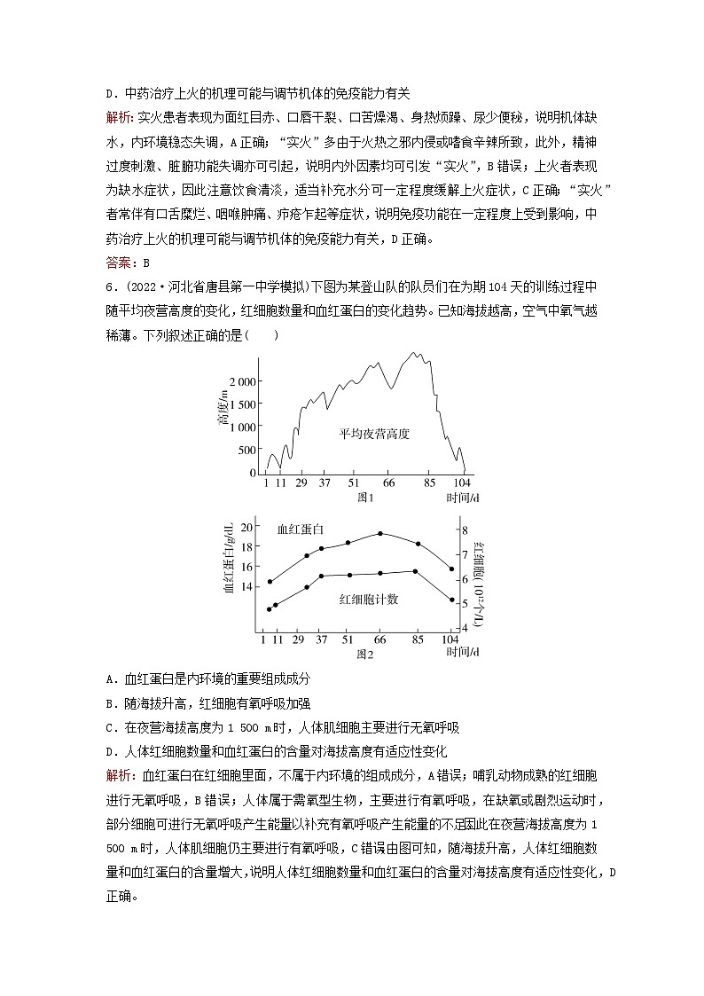 2023高考生物二轮专题复习与测试专题强化练九人体的内环境与稳态第3页