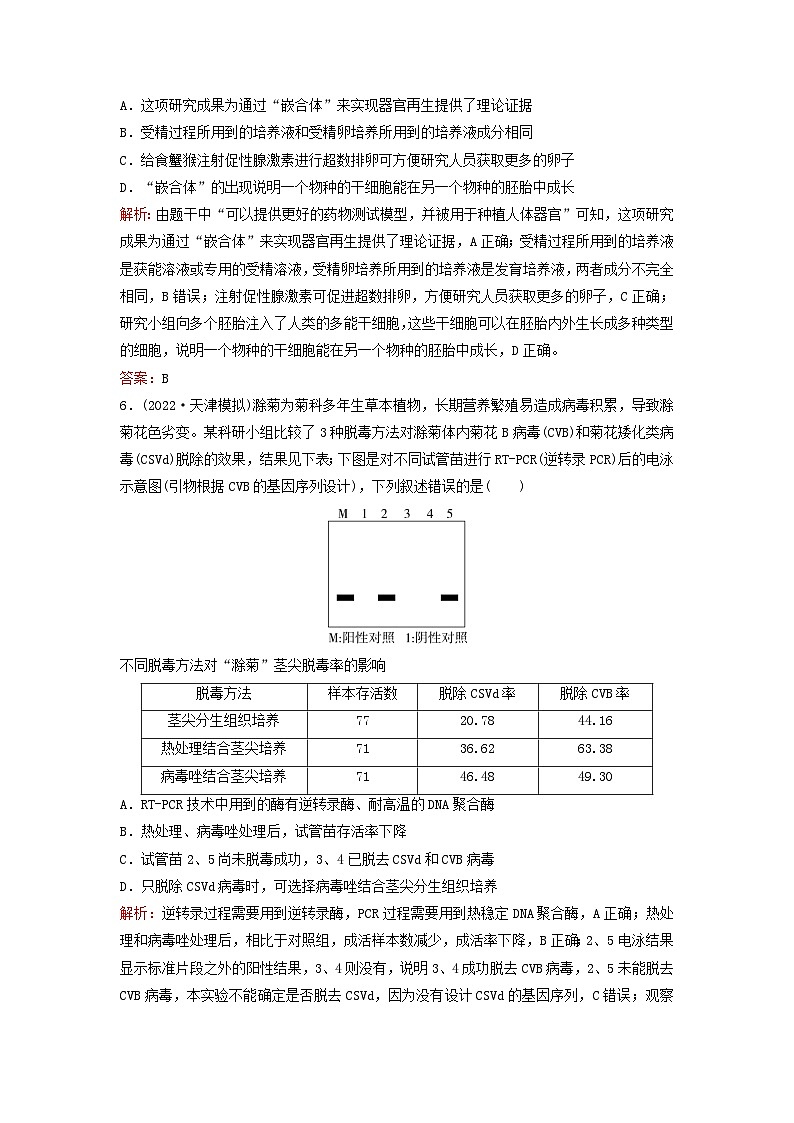 2023高考生物二轮专题复习与测试专题强化练十六细胞工程及生物技术的安全性与伦理问题03