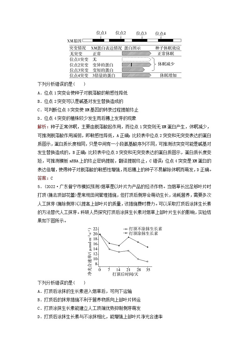 2023高考生物二轮专题复习与测试专题强化练十一植物的激素调节第3页