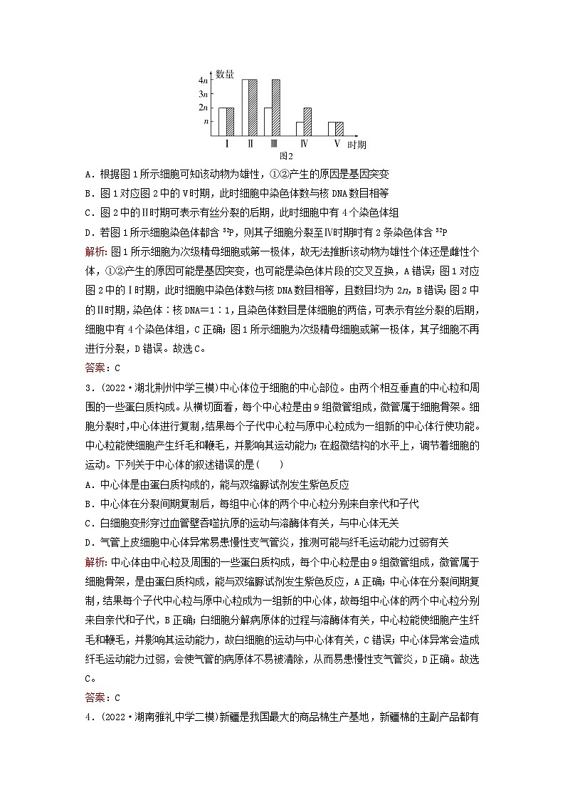 2023高考生物二轮专题复习与测试专题强化练五细胞的生命历程含减数分裂和受精作用第2页