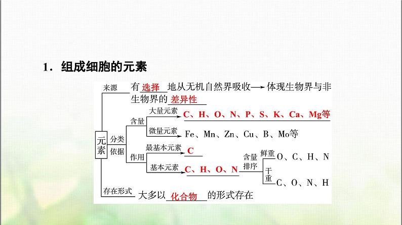 2024届人教版高考生物一轮复习细胞中的元素及无机化合物课件第5页