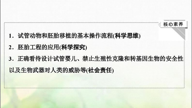 2024届人教版高考生物一轮复习胚胎工程及生物技术的安全性和伦理问题课件03