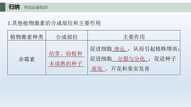 人教版2024届高考生物一轮复习其他植物激素、植物生长调节剂及环境因素参与调节植物的生命活动教学课件05