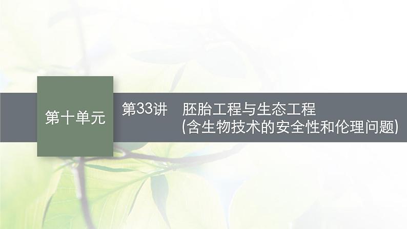 人教版2024届高考生物一轮复习胚胎工程与生态工程教学课件第1页