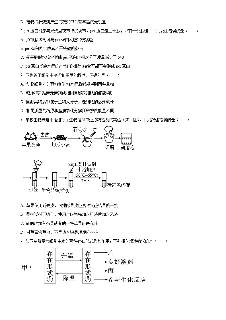 精品解析：四川省成都市石室中学2022-2023学年高三零诊模拟考试生物试题（原卷版）第2页