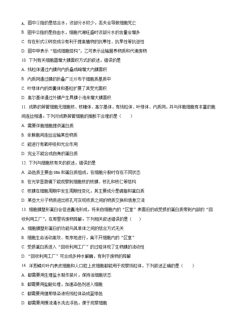 精品解析：四川省成都市石室中学2022-2023学年高三零诊模拟考试生物试题（原卷版）第3页