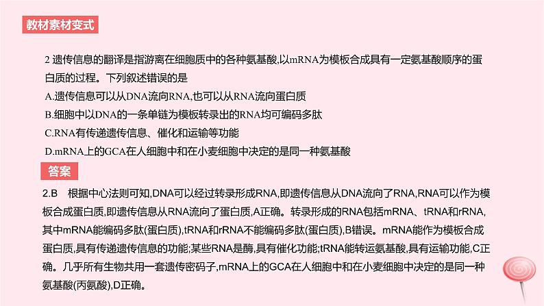 2024版高考生物一轮复习教材基础练第六章遗传的分子基础第3节基因的表达及其与性状的关系教学课件第6页