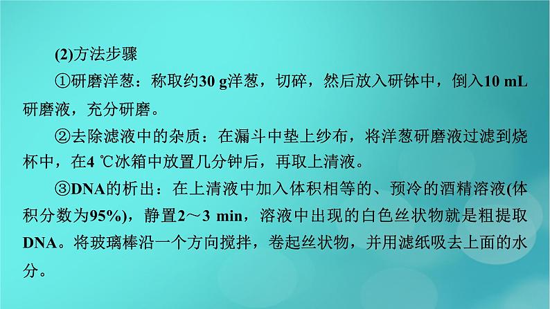 新高考适用2024版高考生物一轮总复习选择性必修3生物与技术第10单元生物技术与工程微专题DNA的粗提取与鉴定DNA片段的扩增及电泳鉴定课件04