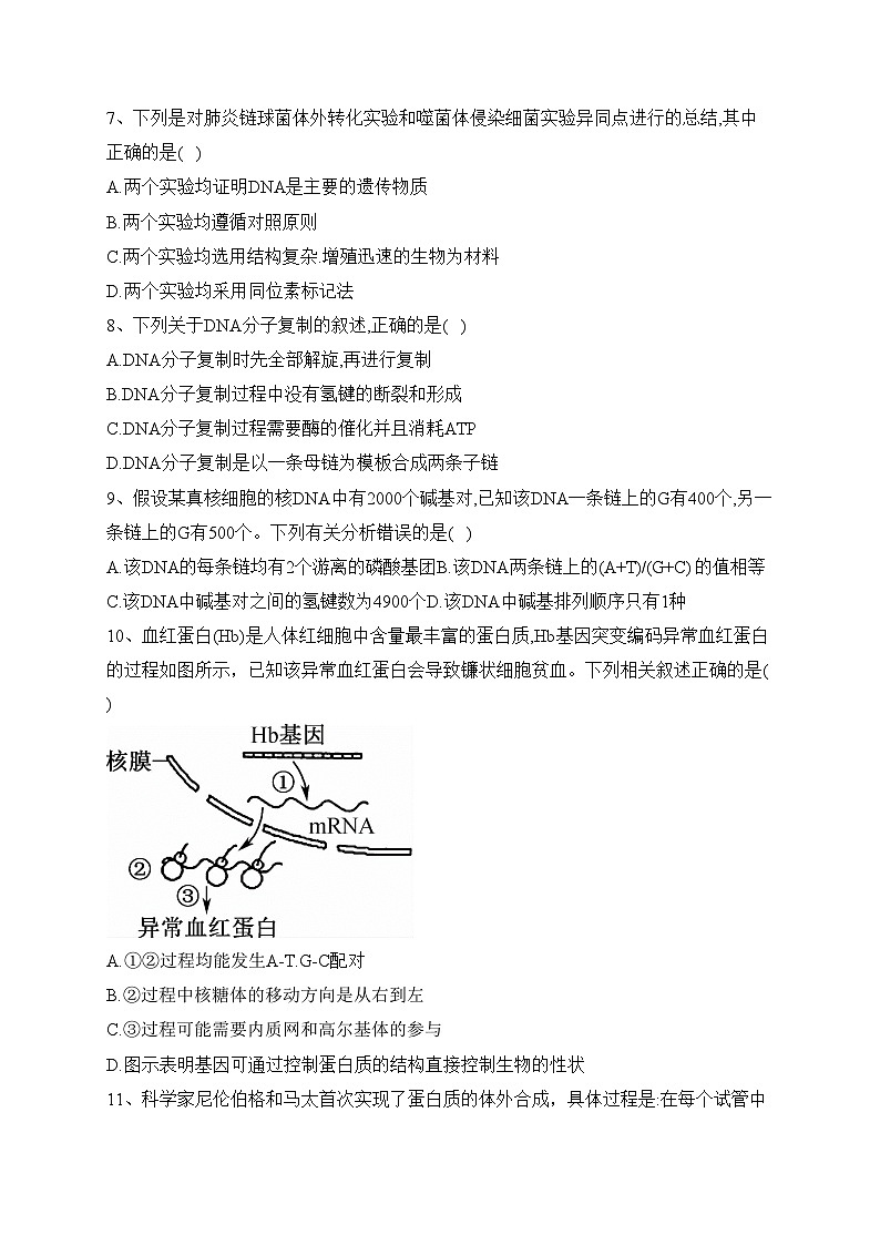 青海省西宁市大通回族土族自治县2022-2023学年高一下学期期末考试生物试卷（含答案）02