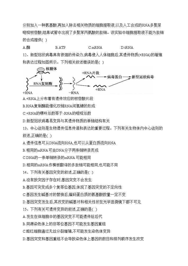 青海省西宁市大通回族土族自治县2022-2023学年高一下学期期末考试生物试卷（含答案）03