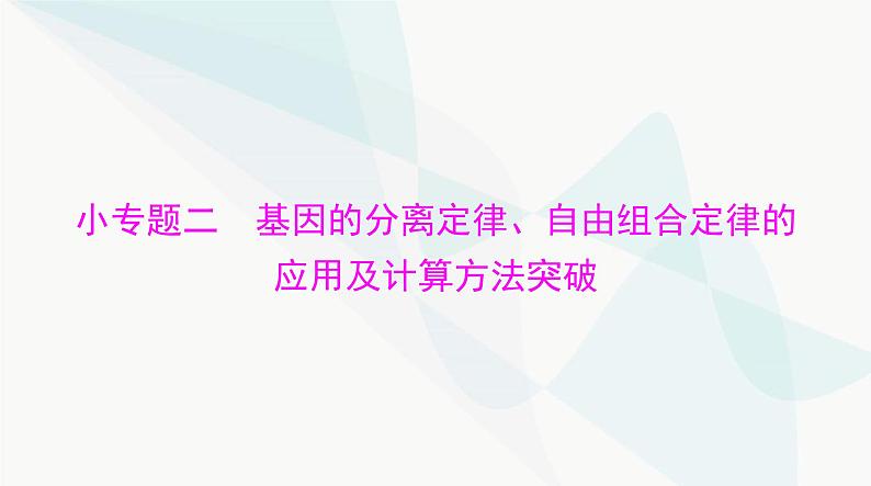 2024年高考生物一轮复习必修2小专题二基因的分离定律、自由组合定律的应用及计算方法突破课件第1页