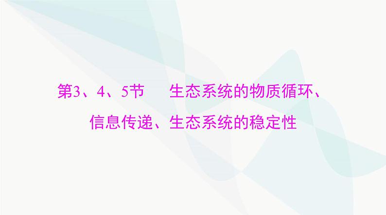 2024年高考生物一轮复习选择性必修2第3章第3、4、5节生态系统的物质循环、信息传递、生态系统的稳定性课件第1页