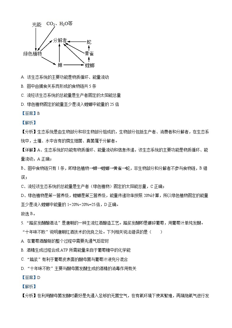 四川省泸州市泸县五中2022-2023学年高二生物下学期3月月考试题（Word版附解析）03