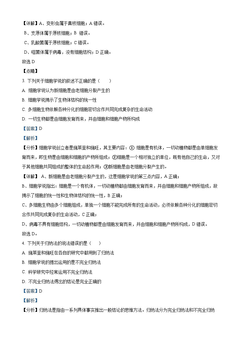 四川省射洪中学2022-2023学年高一生物上学期11月期中试题（Word版附解析）第2页