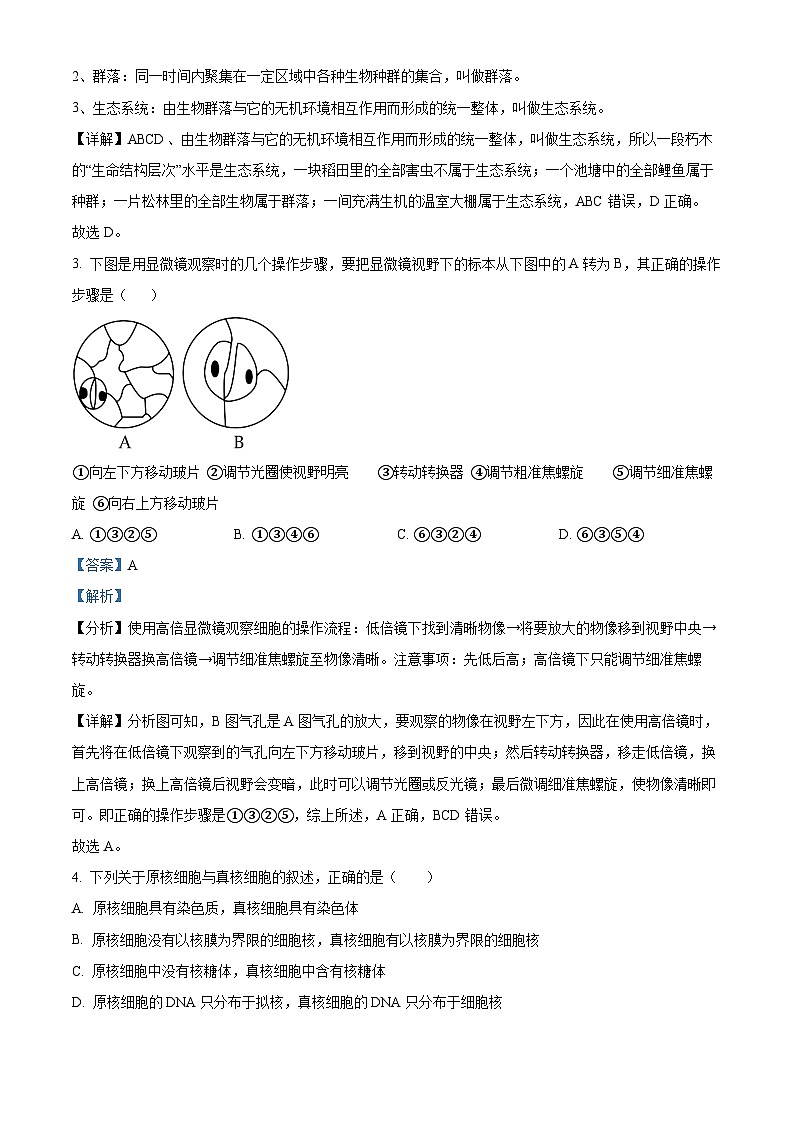 四川省南充市嘉陵第一中学2022-2023学年高二生物下学期3月月考试题（Word版附解析）第2页