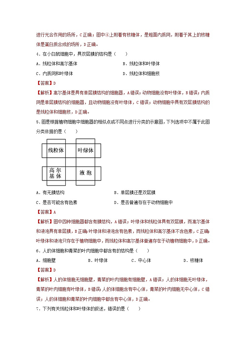 暑期预习2023高中生物专题05细胞器与生物膜系统核心素养练习新人教版必修102