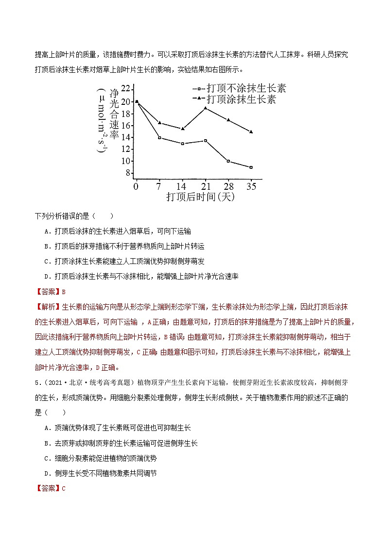 高考生物真题分项汇编 三年（2021-2023）（全国通用）专题15+植物生命活动调节03