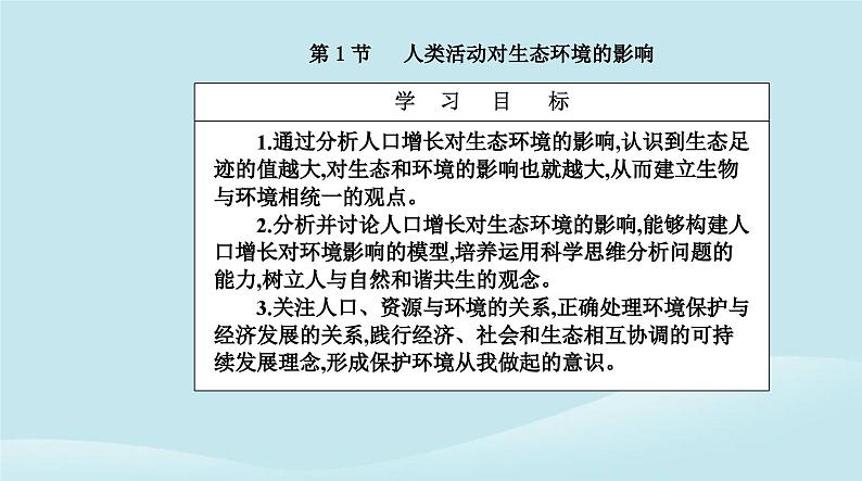 新教材2023高中生物第4章人与环境第1节人类活动对生态环境的影响课件新人教版选择性必修202