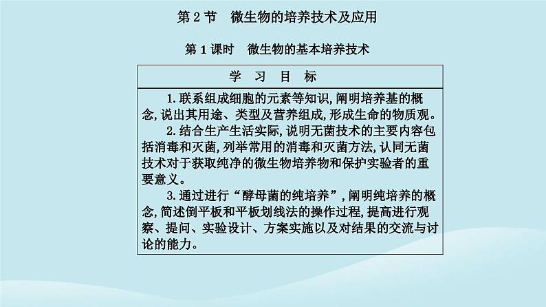 新教材2023高中生物第1章发酵工程第2节微生物的培养技术及应用第1课时微生物的基本培养技术课件新人教版选择性必修302