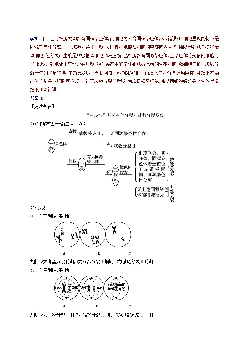 新教材2023高中生物第2章基因和染色体的关系第1节减数分裂和受精作用第2课时减数分裂相关图像分析和数量的变化同步测试新人教版必修2第3页