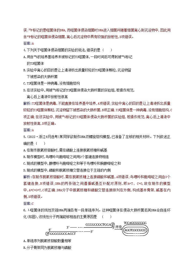 新教材2023高中生物第3章基因的本质质量评估新人教版必修2第2页