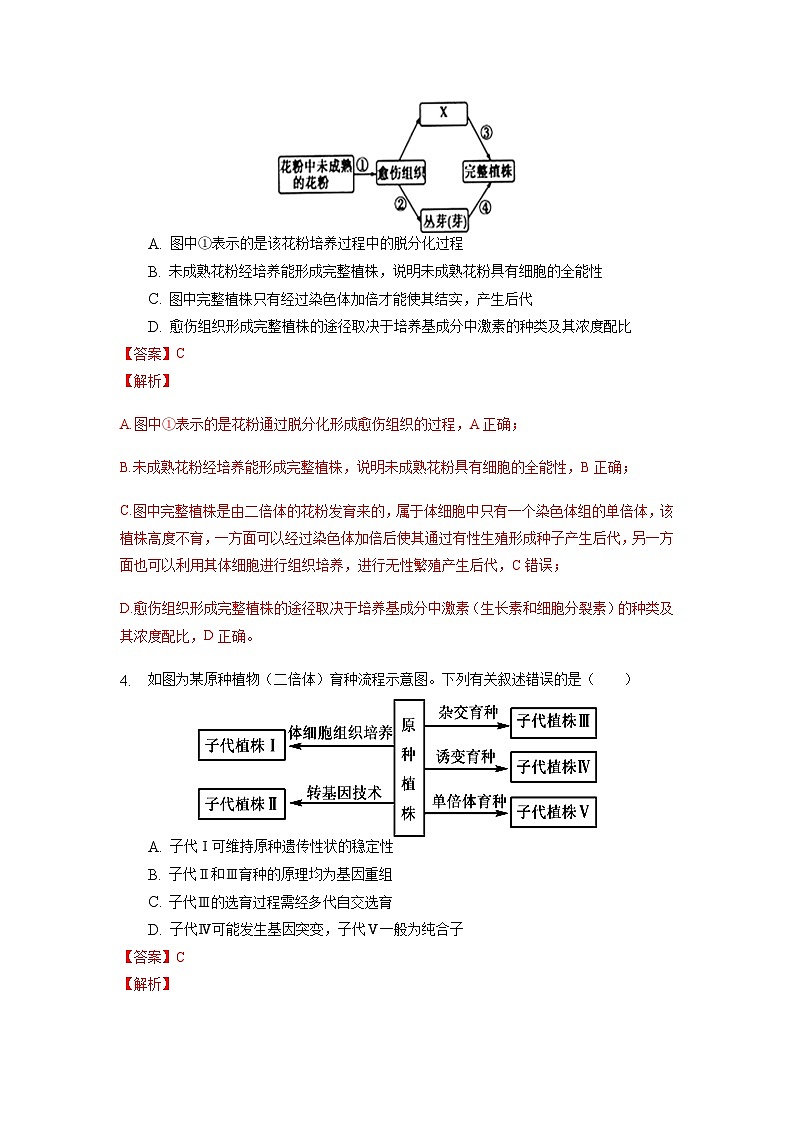 2.1.2 植物细胞工程的应用  作业（原卷+解析卷）（人教版2019选择性必修3-高二生物）02