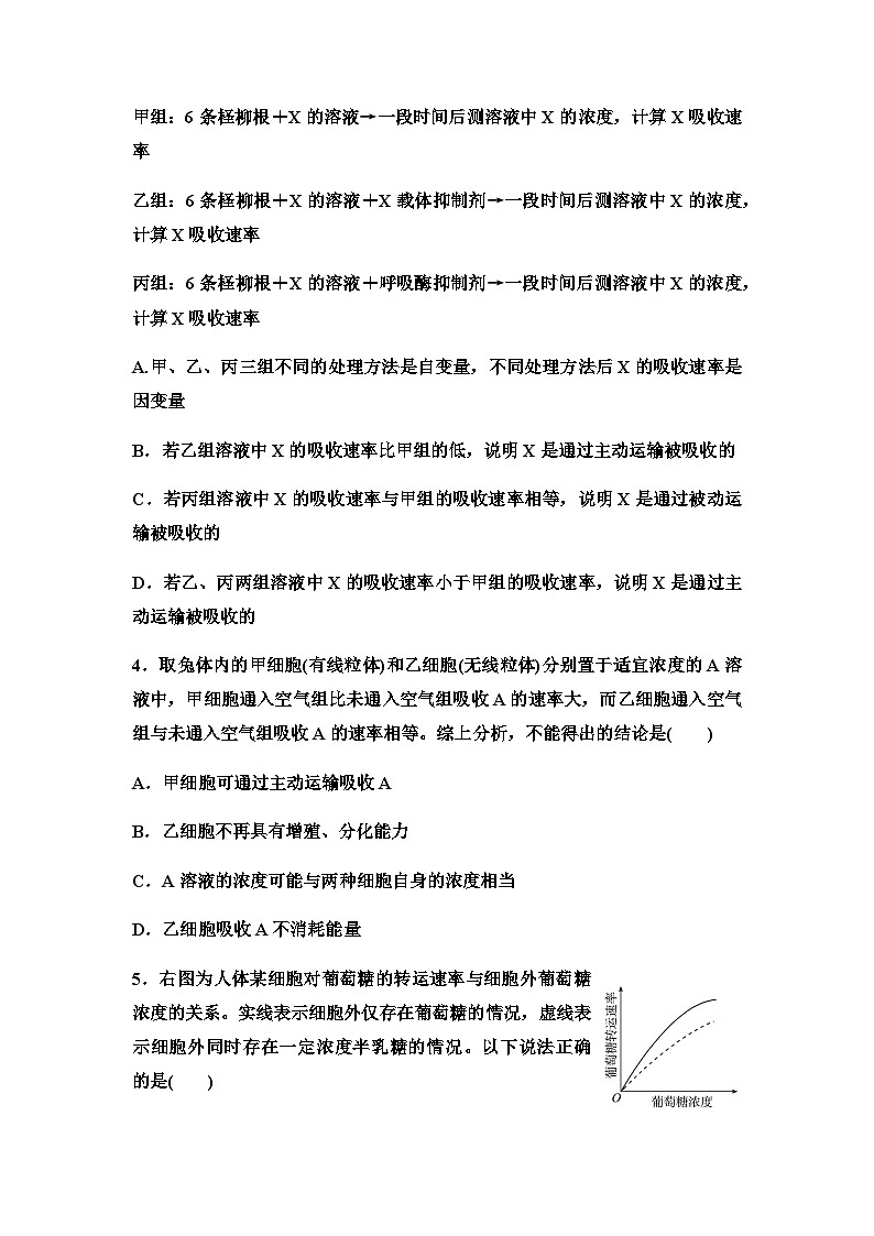 2024届高考生物一轮复习6细胞的物质输入和输出课时质量评价+参考答案 试卷02