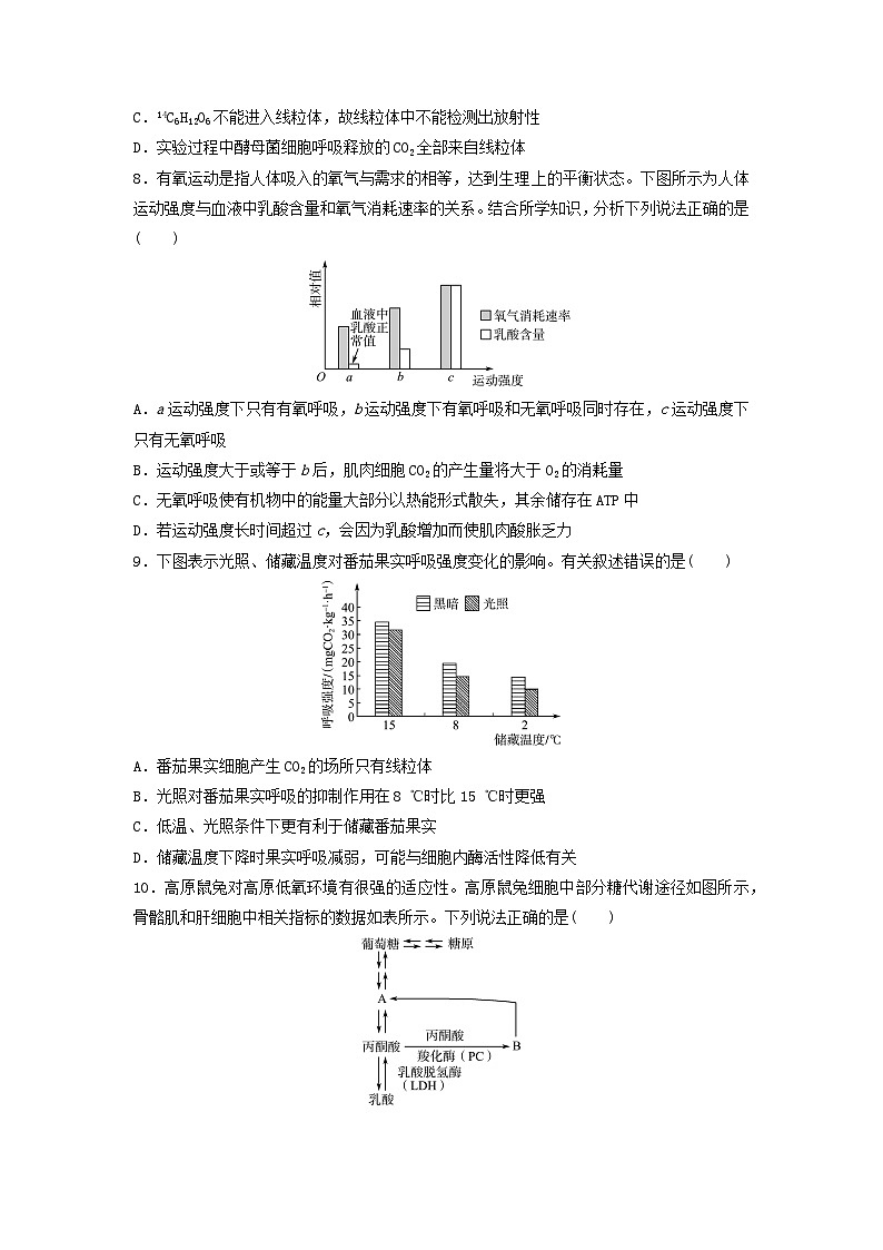 课时质量评价8细胞呼吸的原理和应用---2024版高考生物一轮总复习 试卷03