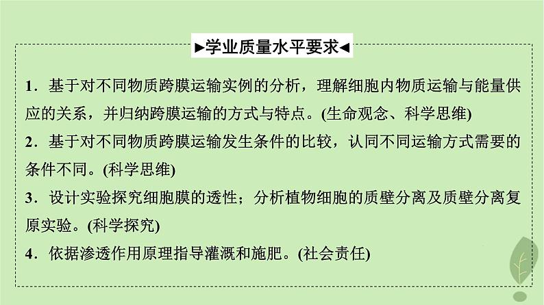 2024版高考生物一轮总复习第3单元细胞的能量供应和利用第6课细胞的物质输入和输出课件02