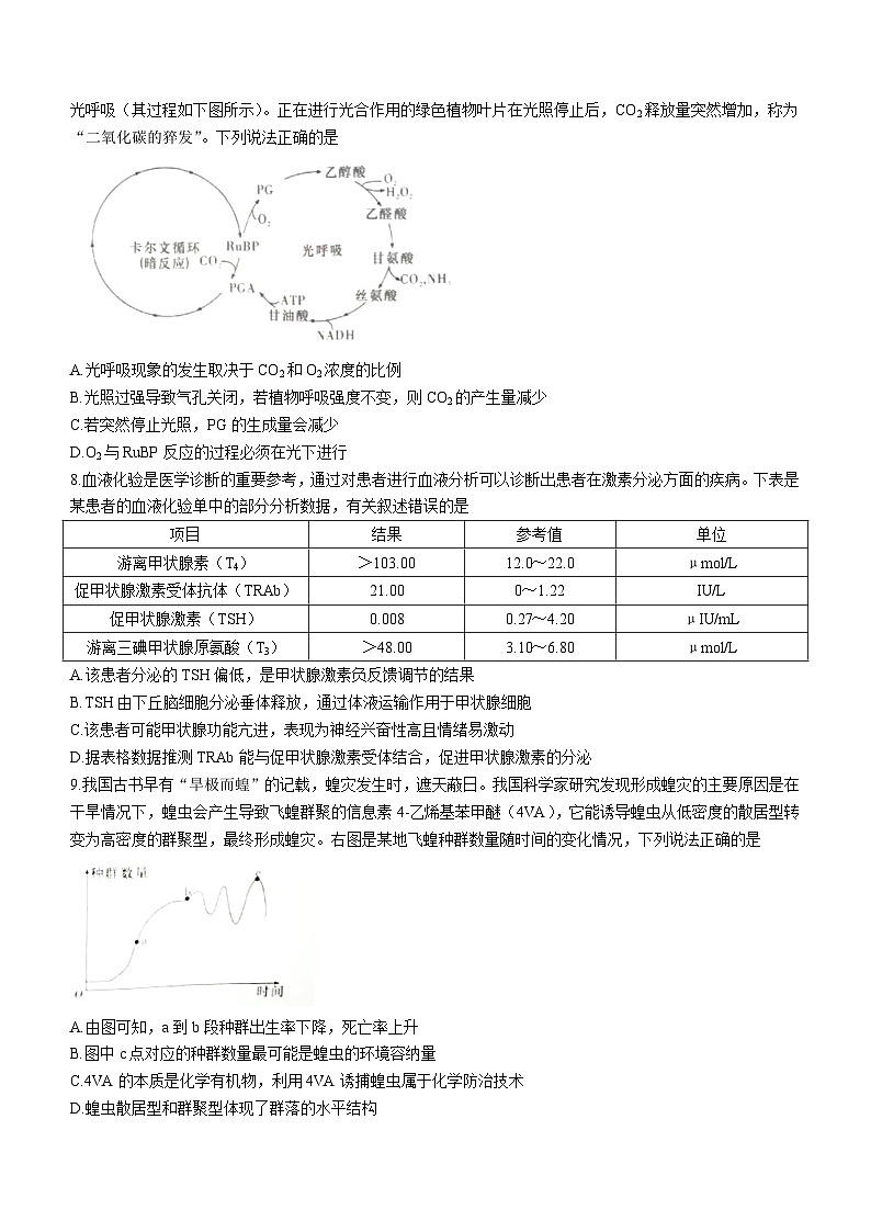 2023届湖南省衡山县二中高三第三次模拟生物试题(无答案)第3页