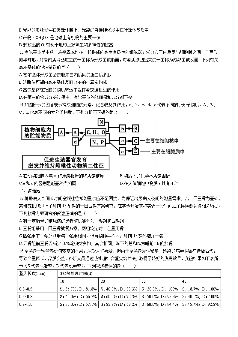 江苏省南京师范大学附中2023-2024学年高三上学期开学检测试生物试题第3页