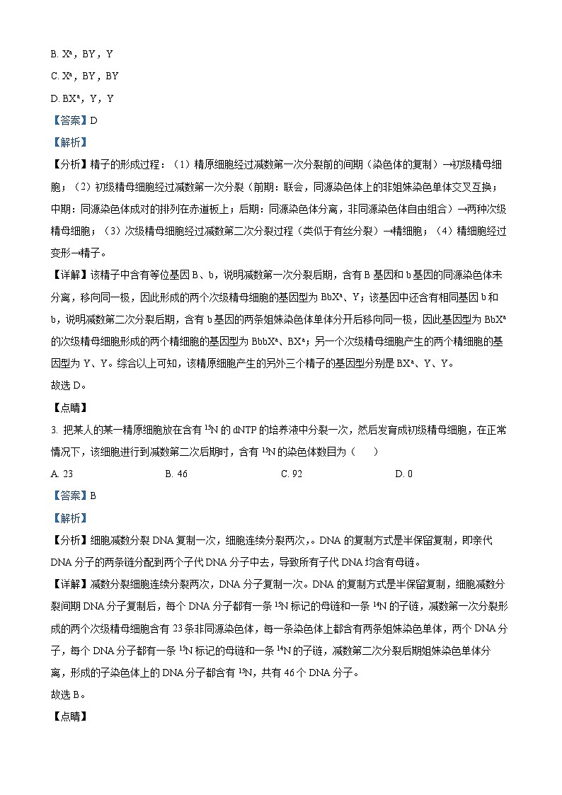 陕西省渭南市韩城市新蕾中学2020-2021学年高二上学期第二次月考生物试题（解析版）02