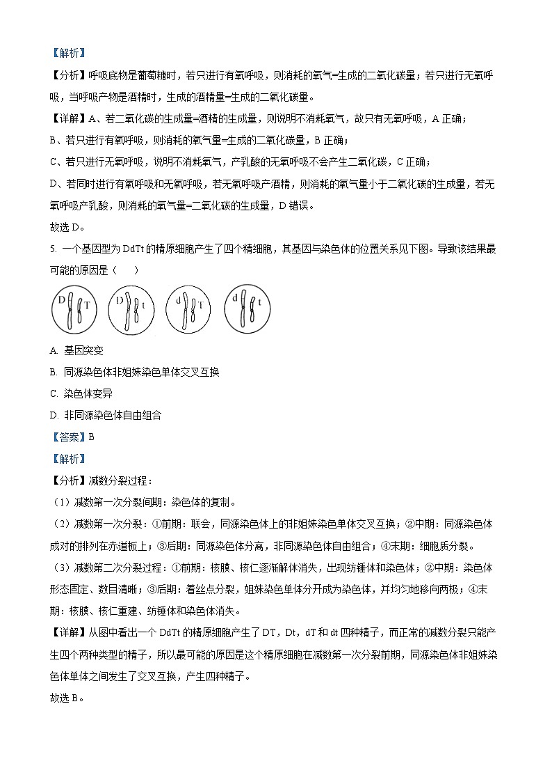 河南省禹州市高级中学2022-2023学年高二上学期期末生物试题（解析版）03