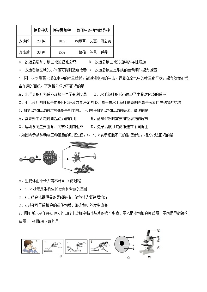 生物01 - 2023年秋季高一入学考试模拟卷（4份打包，原卷版+答题卡+解析版）02