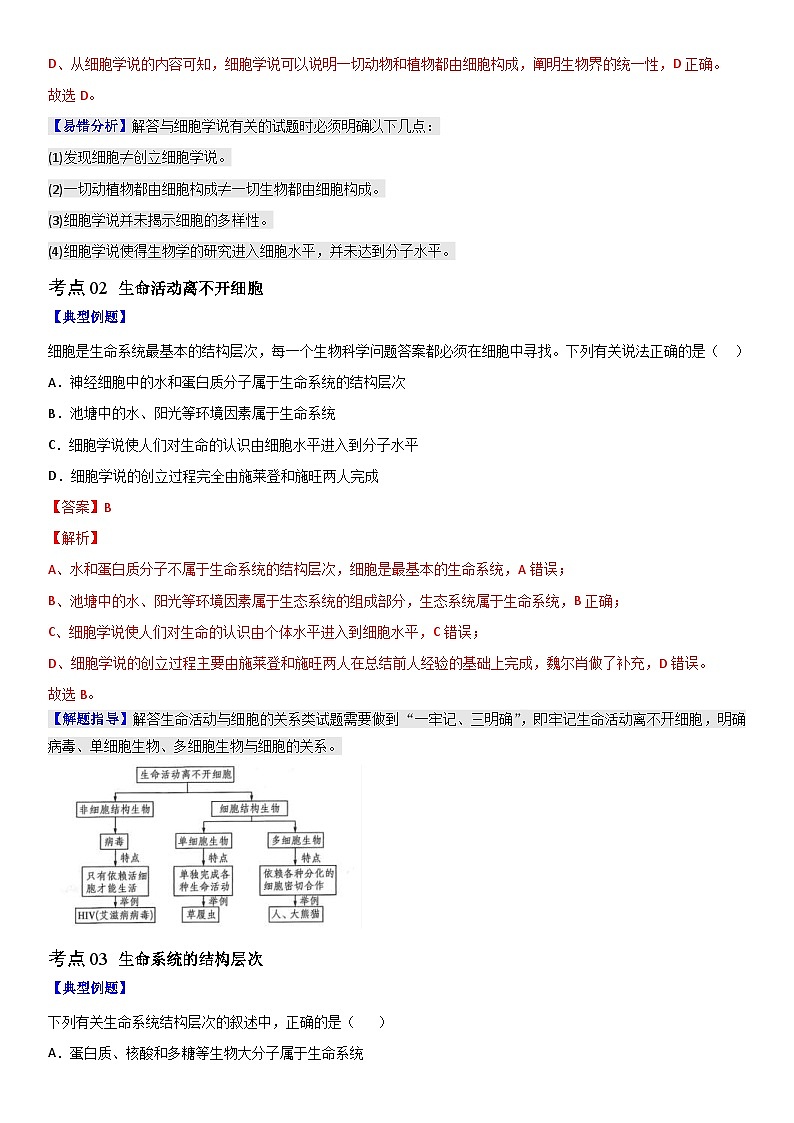人教版高中 生物(必修一) 同步精品讲义1.1 细胞是生命活动的基本单位（2份打包，原卷版+教师版）02