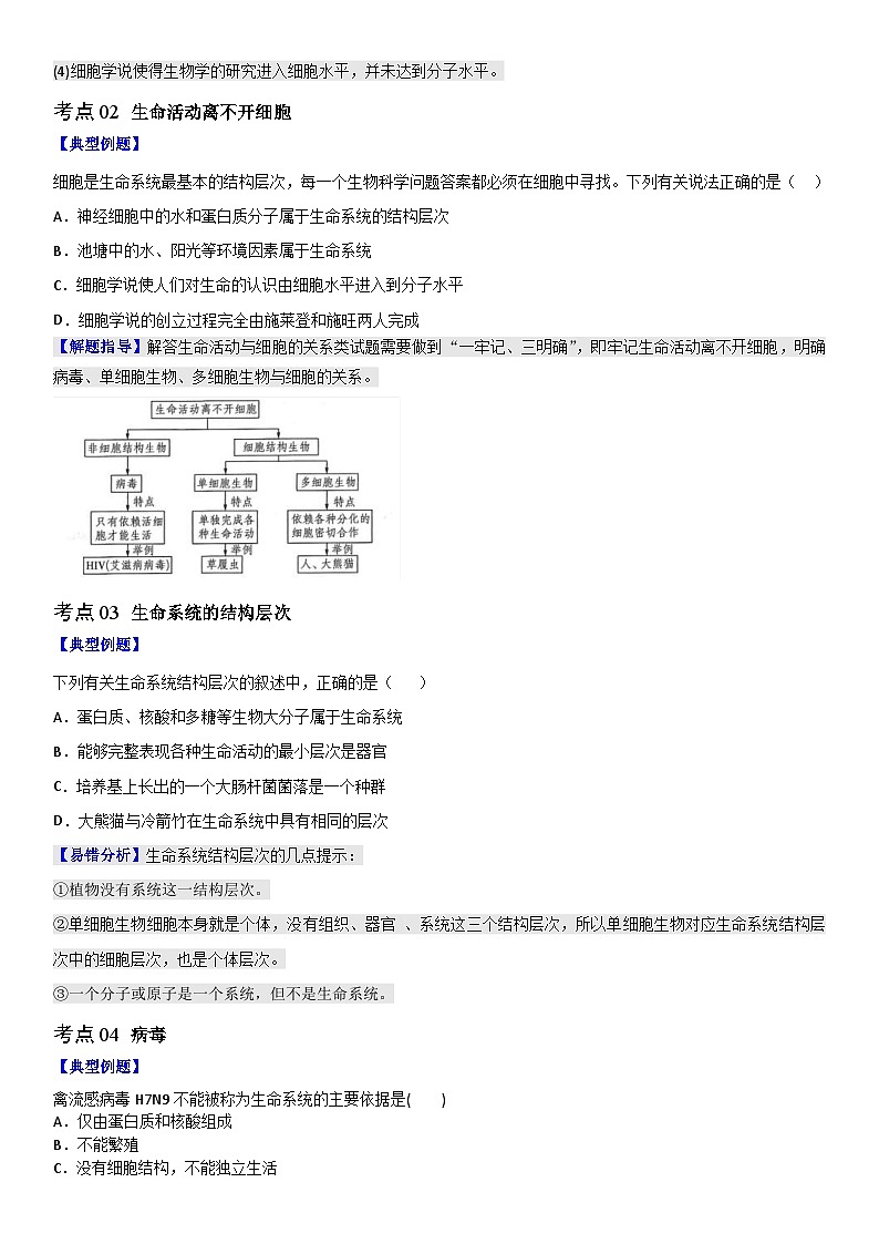 人教版高中 生物(必修一) 同步精品讲义1.1 细胞是生命活动的基本单位（2份打包，原卷版+教师版）02