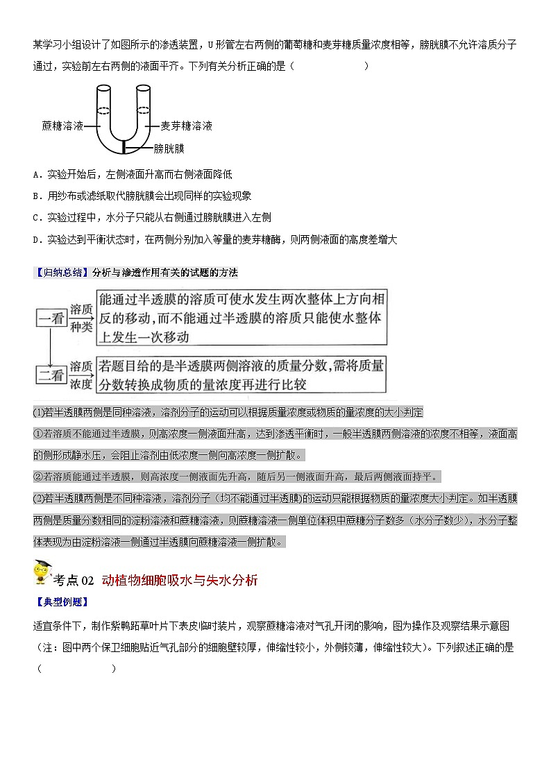 人教版高中 生物(必修一) 同步精品讲义4.1 被动运输（2份打包，原卷版+教师版）03
