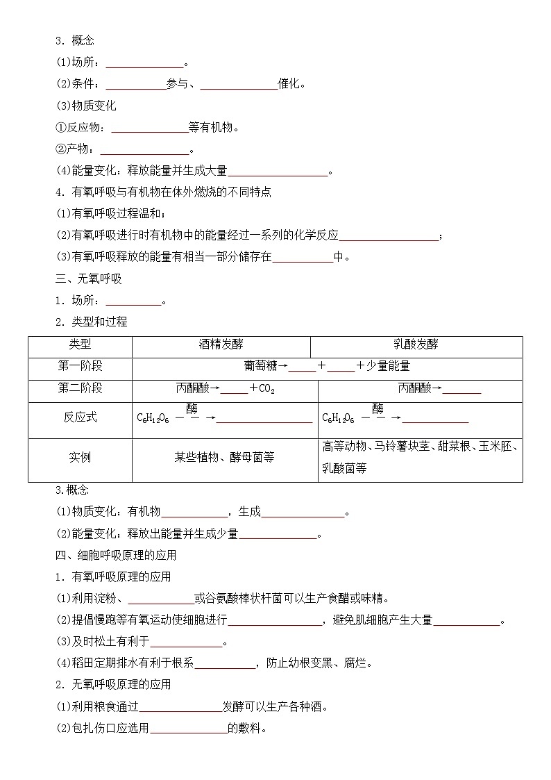 人教版高中 生物(必修一) 同步精品讲义5.3 细胞呼吸的原理和应用（2份打包，原卷版+教师版）02