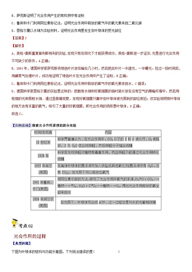 人教版高中 生物(必修一) 同步精品讲义5.4.2 光合作用的原理和应用（教师版） 第3页