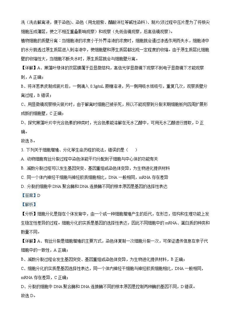 2023届广东省雷州市三中高三冲刺生物试题（解析版）02