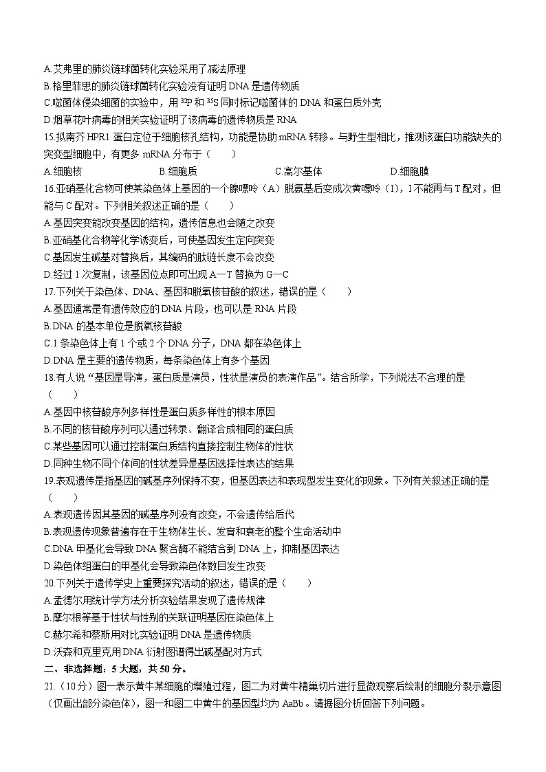 广西壮族自治区钦州市浦北县浦北中学2022-2023学年高一下学期期中生物试题03