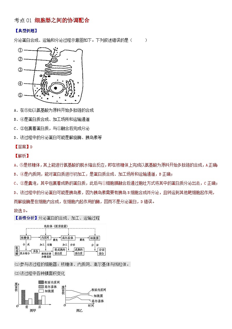 人教版高中 生物(必修一) 同步精品讲义3.2.2 细胞器之间的协调配合和生物膜系统（2份打包，原卷版+教师版）02