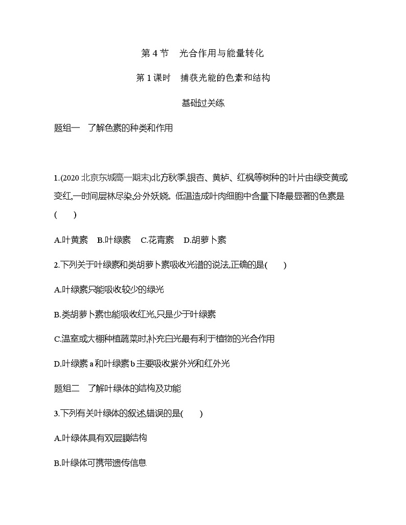 高中生物人教版（2019）必修1第五章5.4《光合作用与能量转化》课件+同步练习01