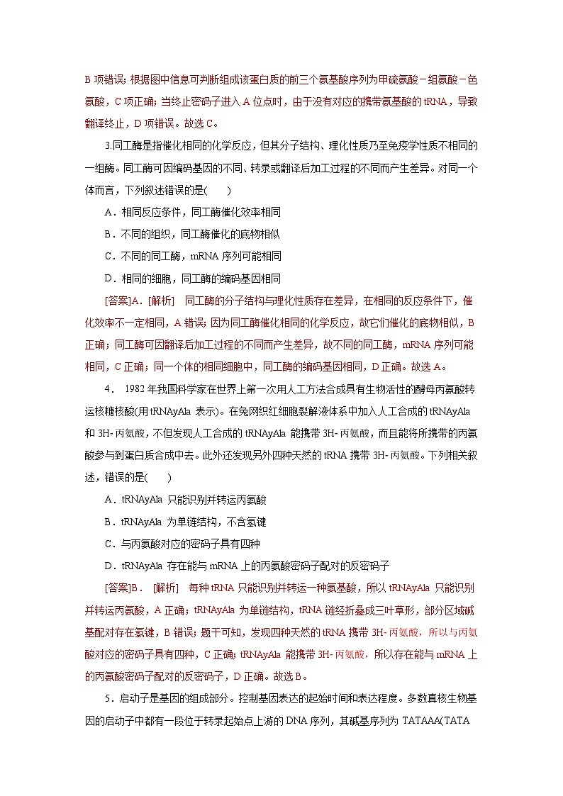 人教版(必修二)高中生物分层训练AB卷第4章 基因的表达（B卷·能力提升练）（2份打包，原卷版+教师版）02