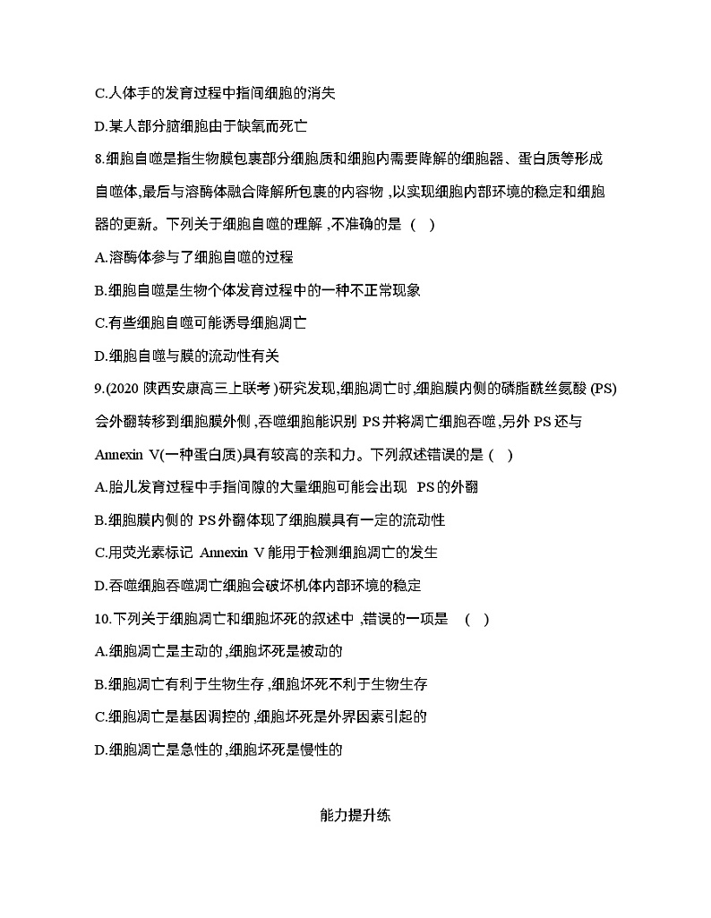 高中生物人教版（2019）必修1第六章6.3《细胞的衰老和死亡》课件+同步练习03