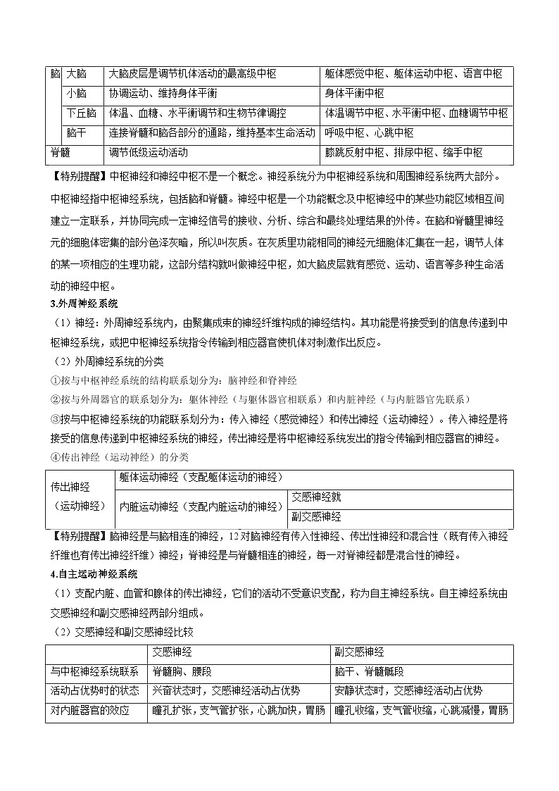 人教版(选择性必修一)高中生物同步精品讲义2.1 神经调节的结构基础（2份打包，原卷版+教师版）03