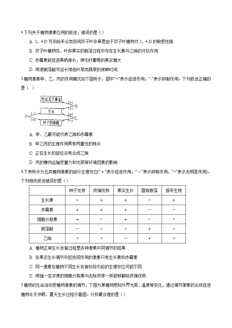 人教版(选择性必修一)高中生物分层训练AB卷第5章  植物生命活动的调节（知识通关练）（2份打包，原卷版+教师版）02