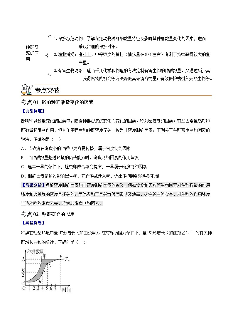人教版(选择性必修二)高中生物同步精品讲义1.3 影响种群数量变化的因素（原卷版） 第2页